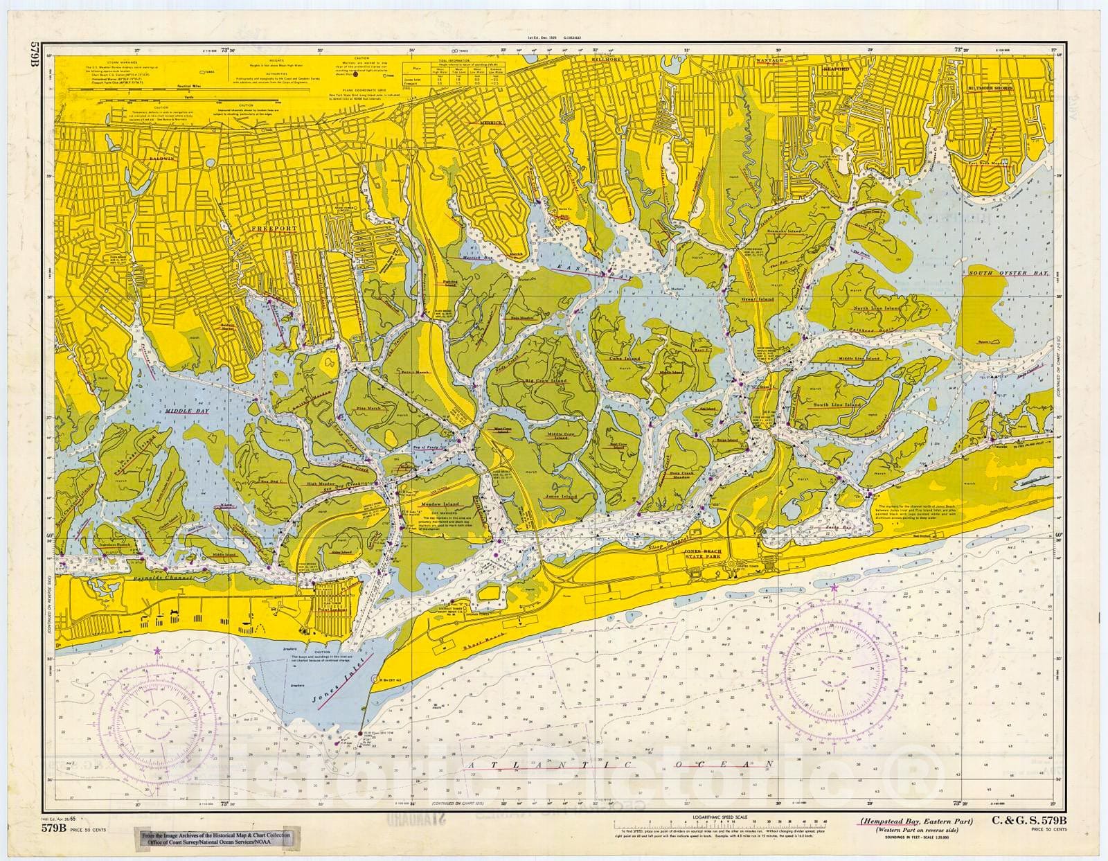 Historic Nautical Map - Hempstead Bay, Eastern Part, 1965 NOAA Chart - New York (NY) - Vintage Wall Art