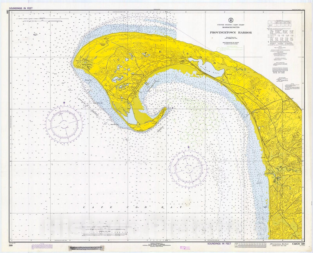 Historic Nautical Map - Provincetown Harbor, 1974 NOAA Chart - Massachusetts (MA) - Vintage Wall Art