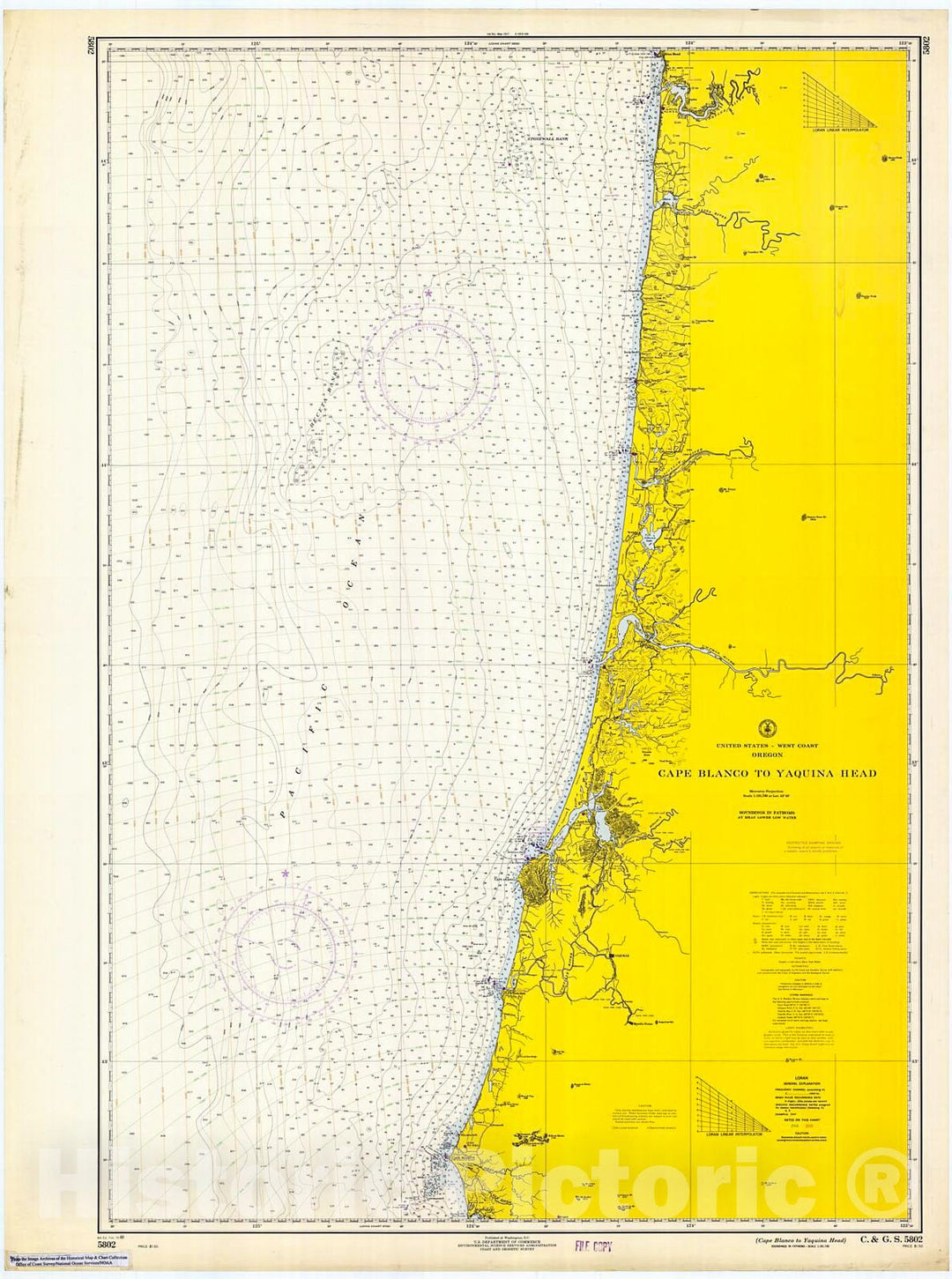 Historic Nautical Map - Cape Blanco To Yaquina Head, 1969 NOAA Chart - Oregon (OR) - Vintage Wall Art