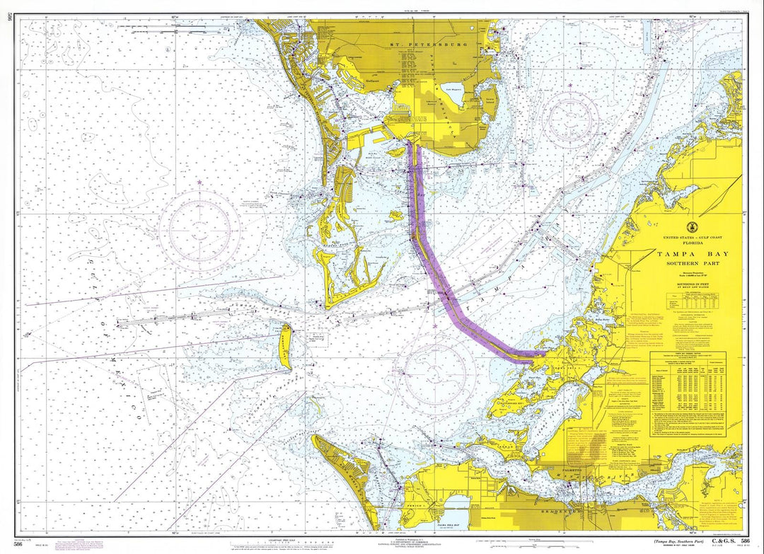 Historic Nautical Map - Tampa Bay, Southern Part, 1971 NOAA Chart - Florida (FL) - Vintage Wall Art