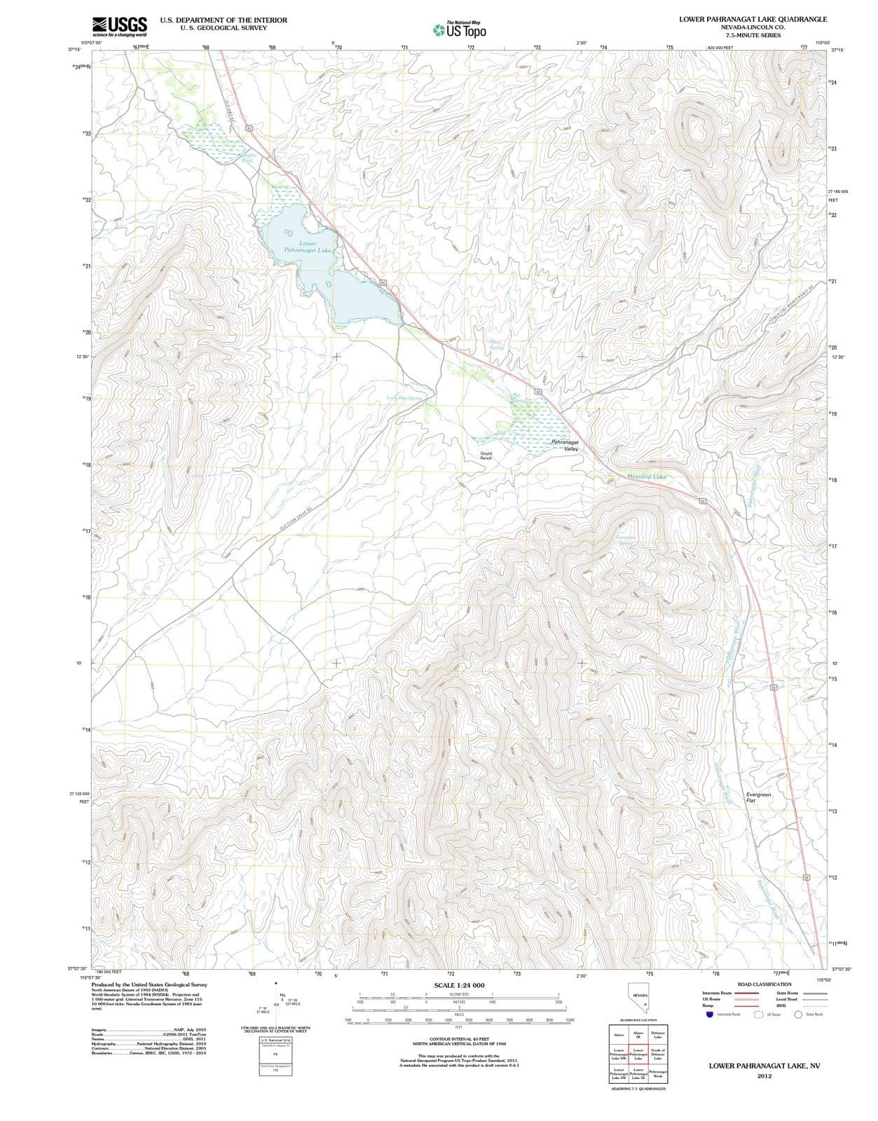 2012 Lower Pahranagat Lake, NV - Nevada - USGS Topographic Map