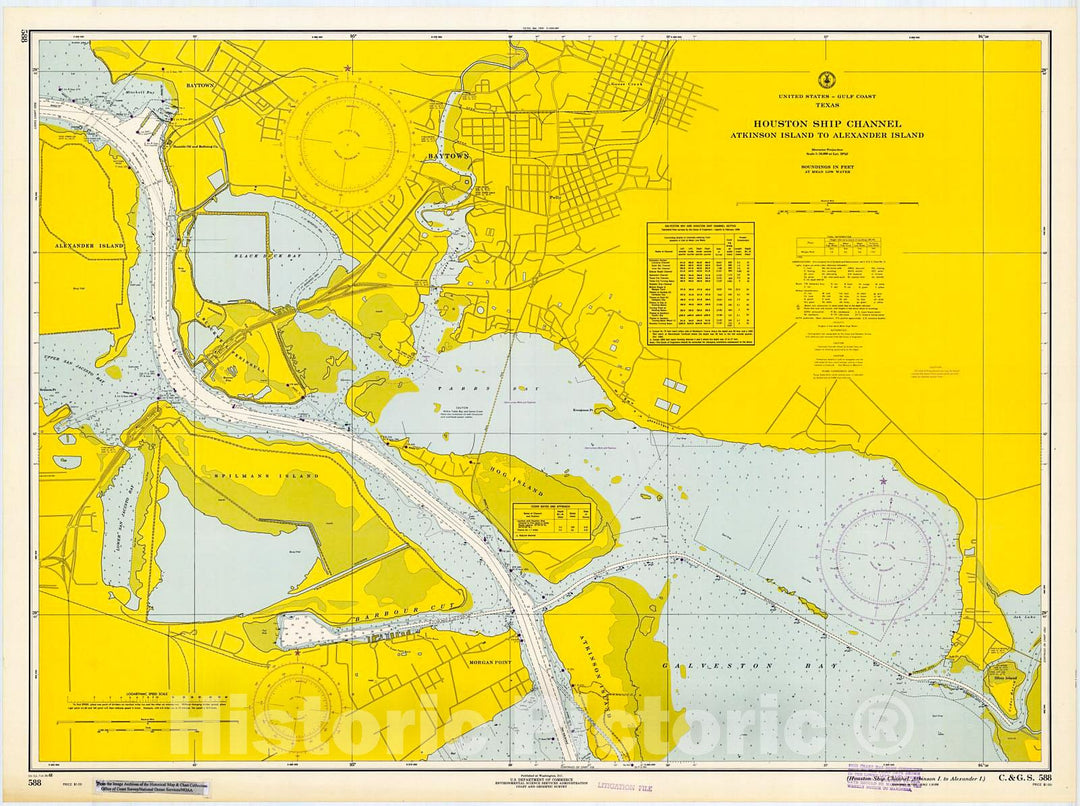 Historic Nautical Map - Houston Ship Channel, Atkinson I. To Alexander I, 1968 NOAA Chart - Texas (TX) - Vintage Wall Art