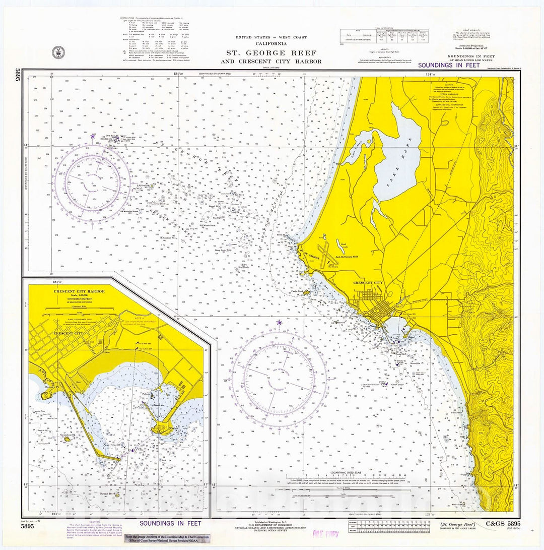 Historic Nautical Map - St. George Reef, 1972 NOAA Chart - California (CA) - Vintage Wall Art