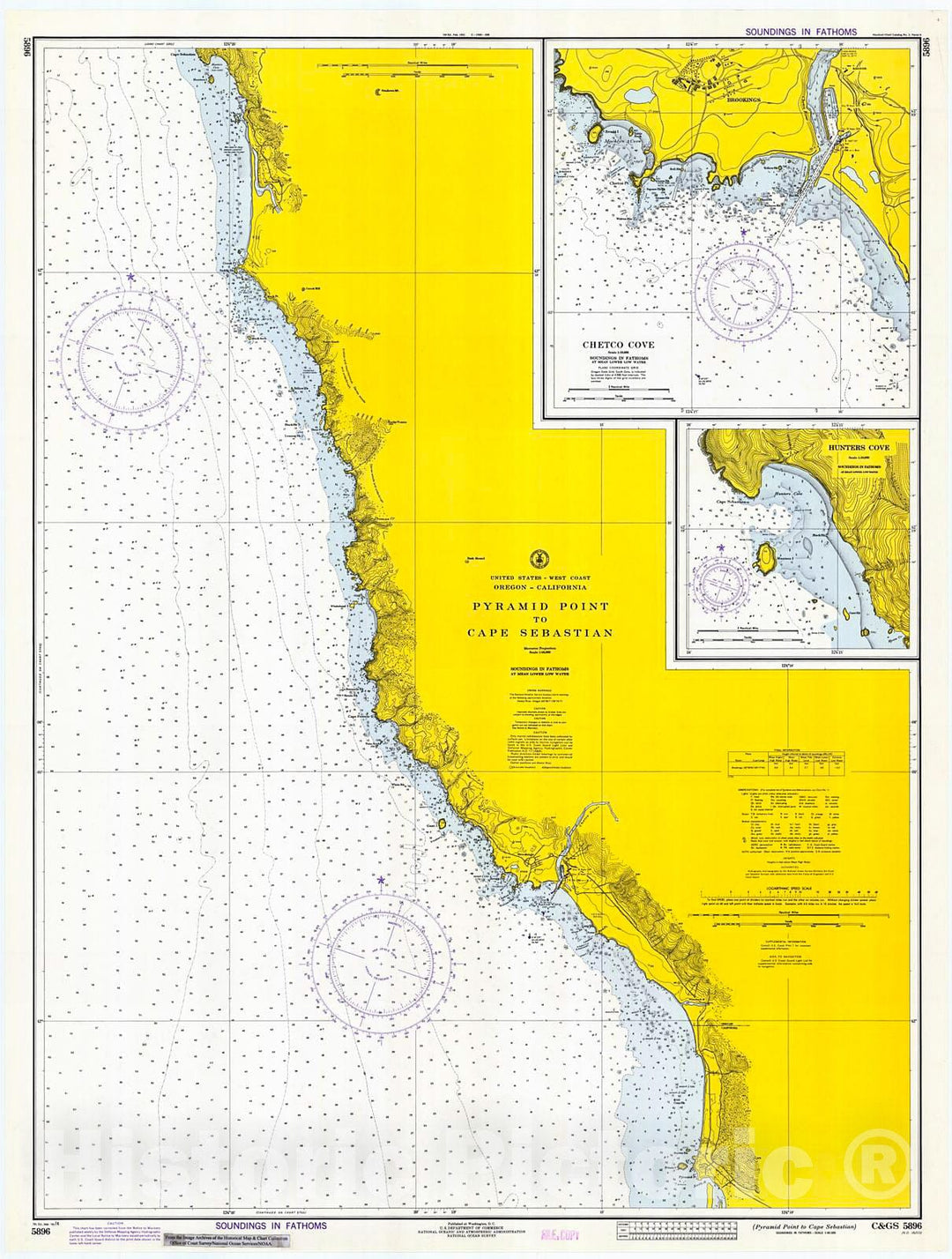 Historic Nautical Map - Pyramid Point To Cape Sebastian, 1974 NOAA Chart - California (CA) - Vintage Wall Art