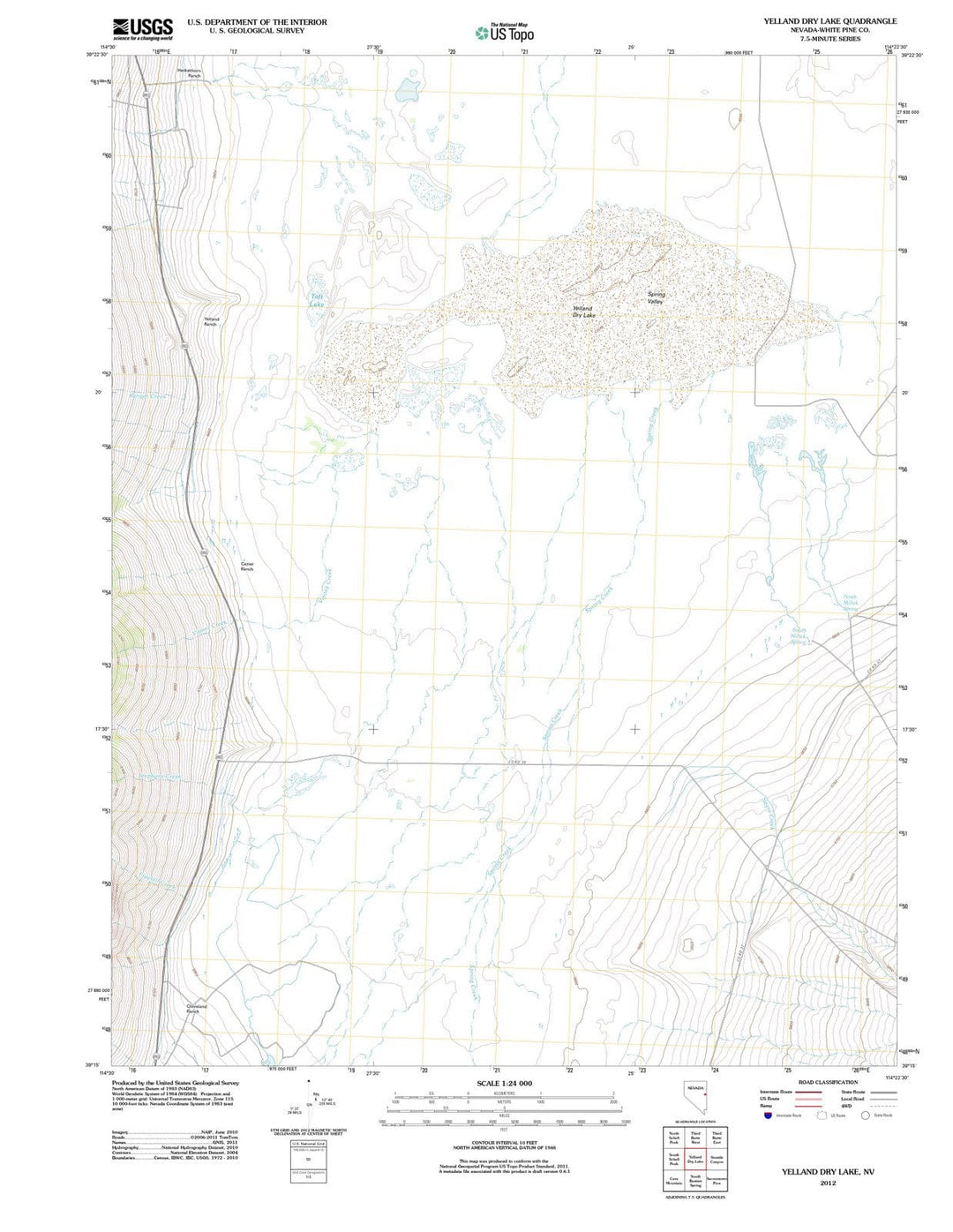 2012 Yellandry Lake, NV - Nevada - USGS Topographic Map