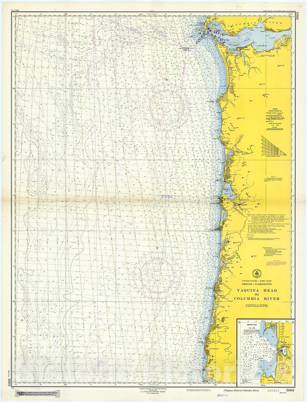 Historic Nautical Map - Yaquina Head To Columbia River, 1953 NOAA Chart - Oregon (OR) - Vintage Wall Art