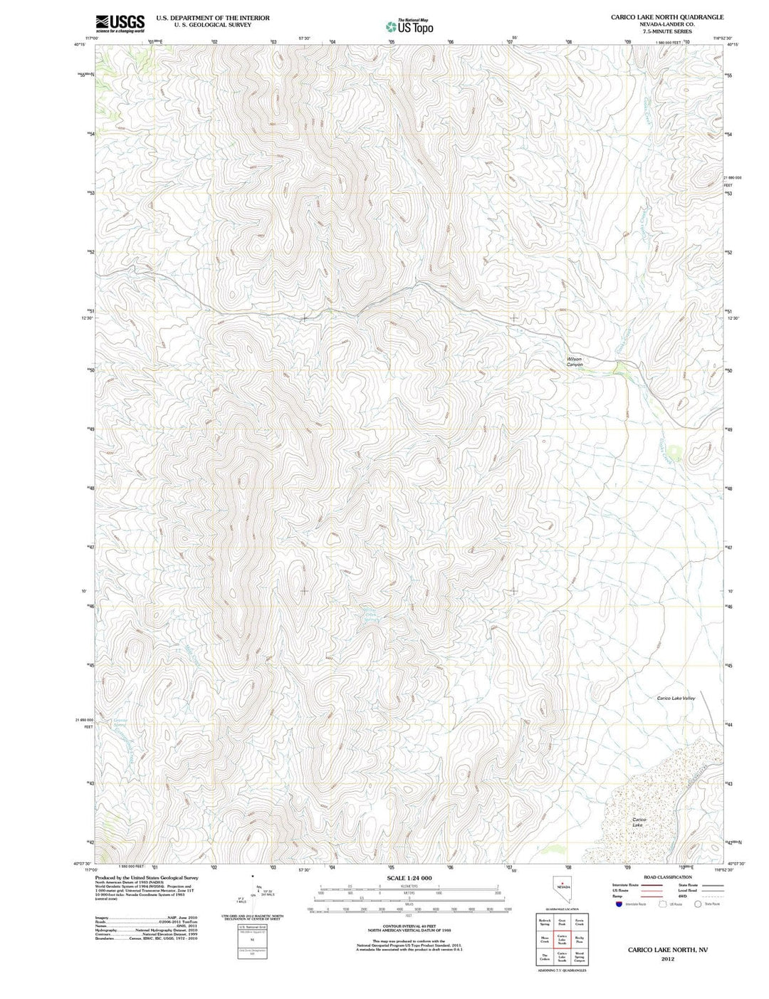 2012 Carico Lake North, NV - Nevada - USGS Topographic Map