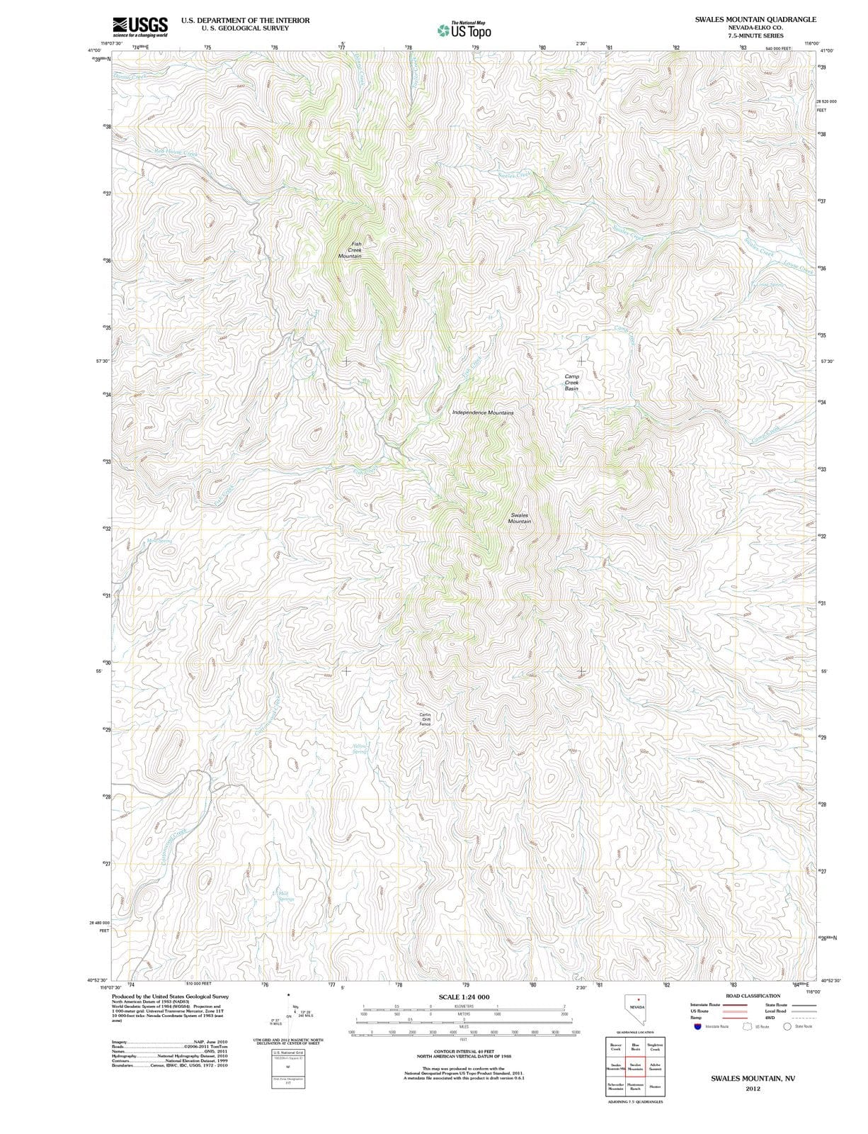 2012 Swales Mountain, NV - Nevada - USGS Topographic Map