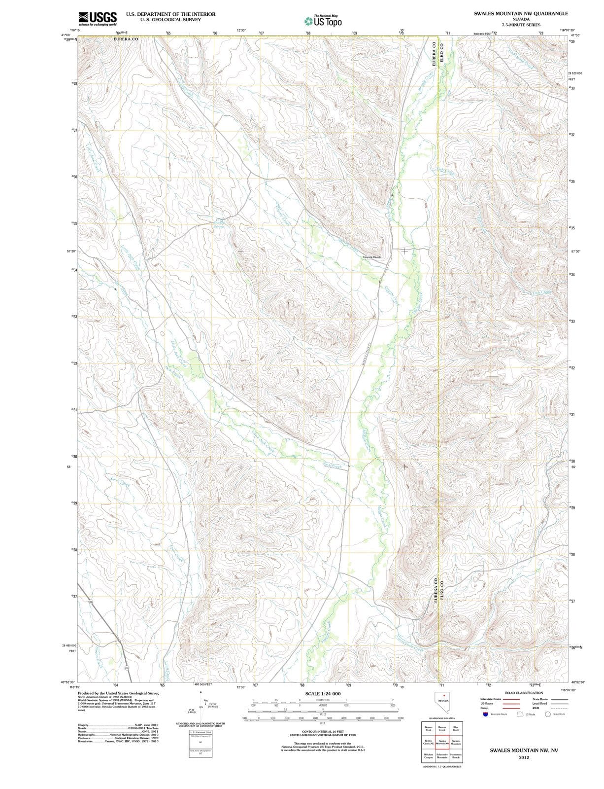 2012 Swales Mountain, NV - Nevada - USGS Topographic Map