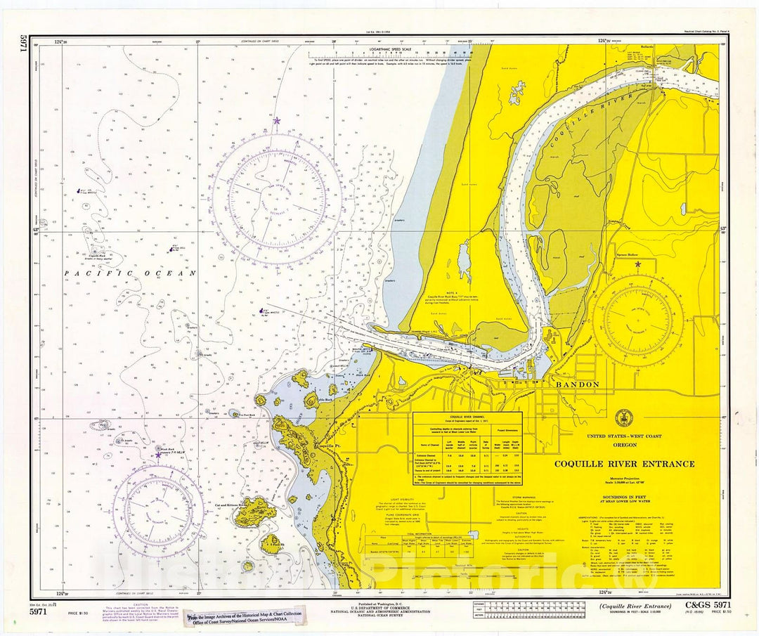 Historic Nautical Map - Coquille River Entrance, 1971 NOAA Chart - Oregon (OR) - Vintage Wall Art