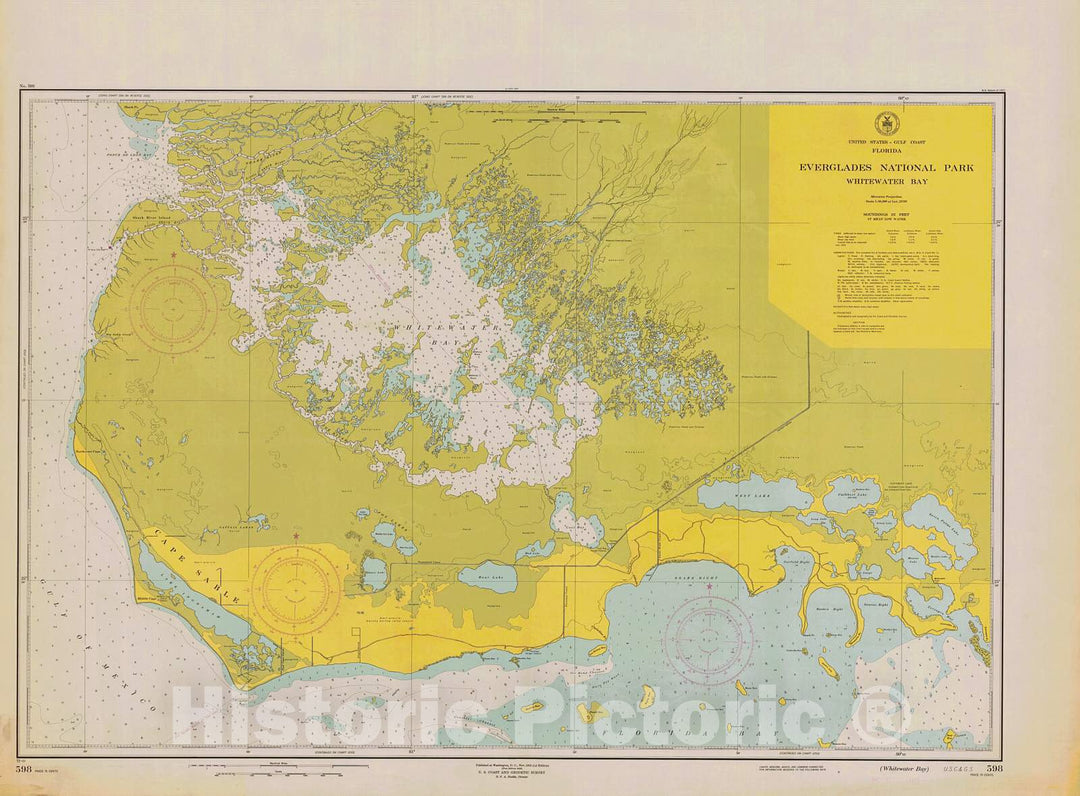 Historic Nautical Map - Everglades National Park, 1953 NOAA Chart - Florida (FL) - Vintage Wall Art, v2