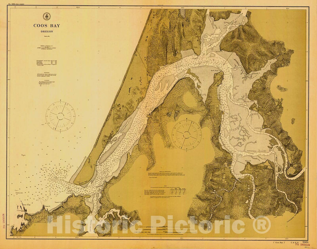 Historic Nautical Map - Coos Bay, 1912 NOAA Chart - Oregon (OR) - Vintage Wall Art