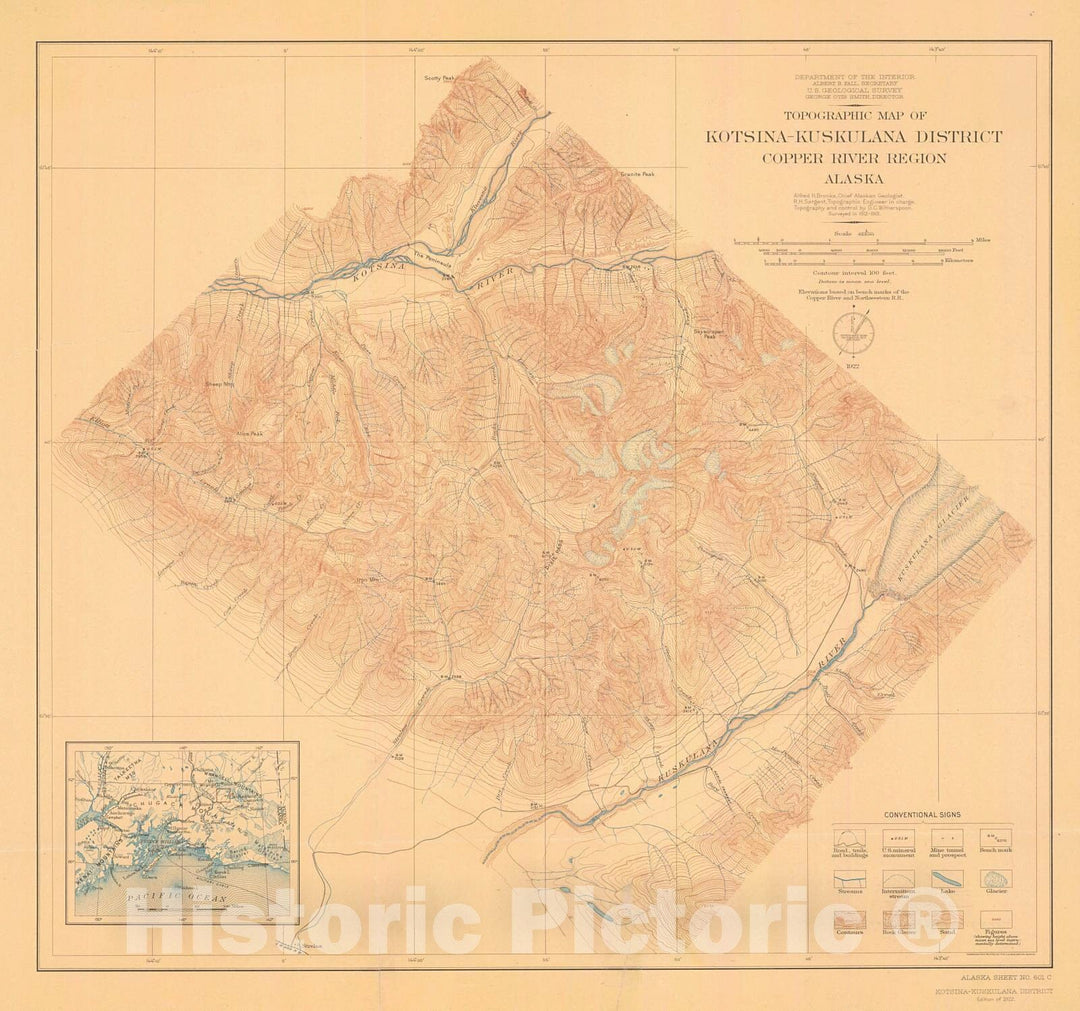 Historic Nautical Map - Kotsina Kuskulana District, 1922 NOAA Chart - Alaska (AK) - Vintage Wall Art