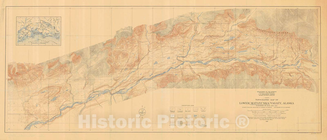 Historic Nautical Map - Topographic Map Of Lower Matanuska Valley, 1918 NOAA Topographic Historic Nautical Map - Alaska (AK) - Vintage Wall Art