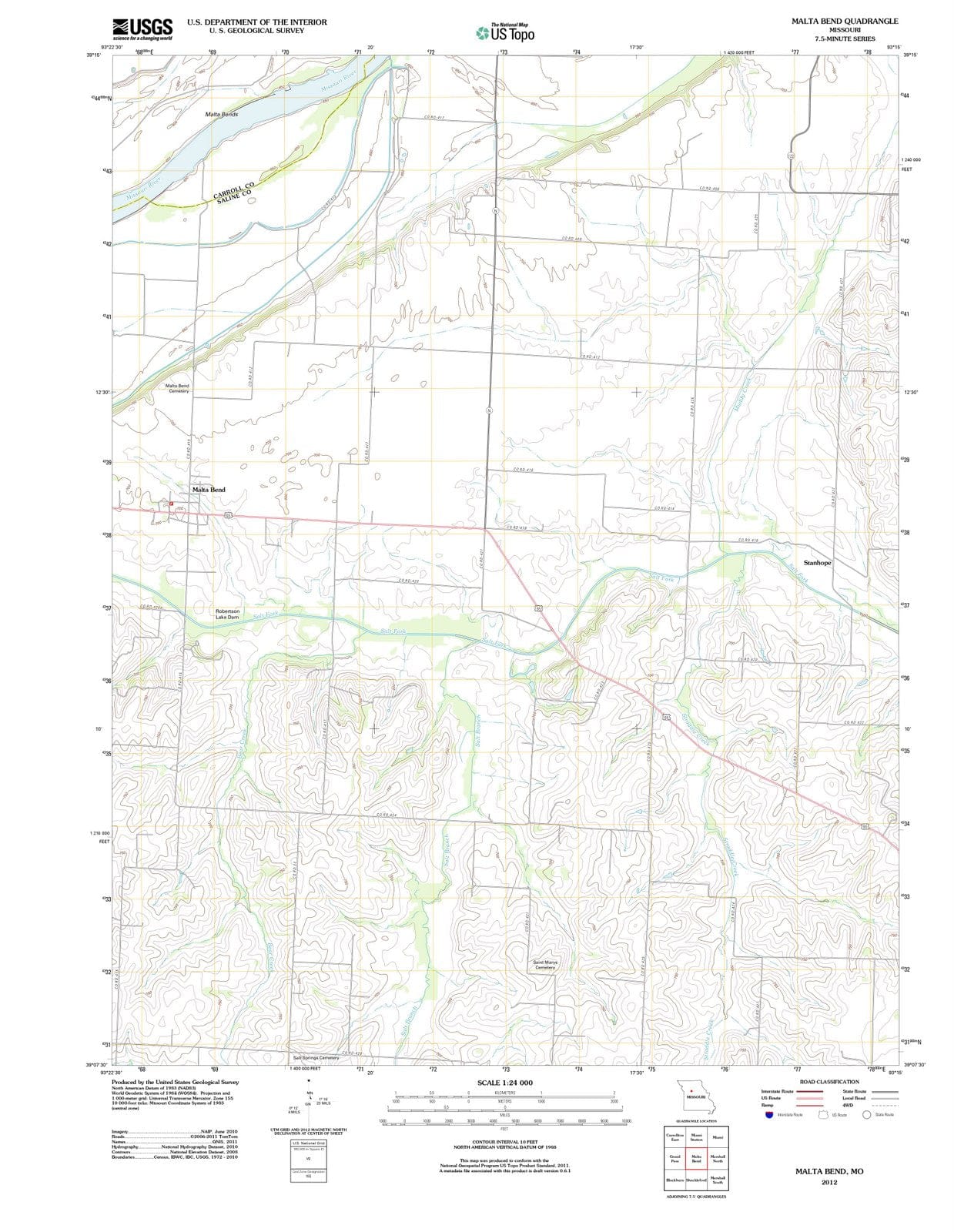 2012 Malta Bend, MO - Missouri - USGS Topographic Map