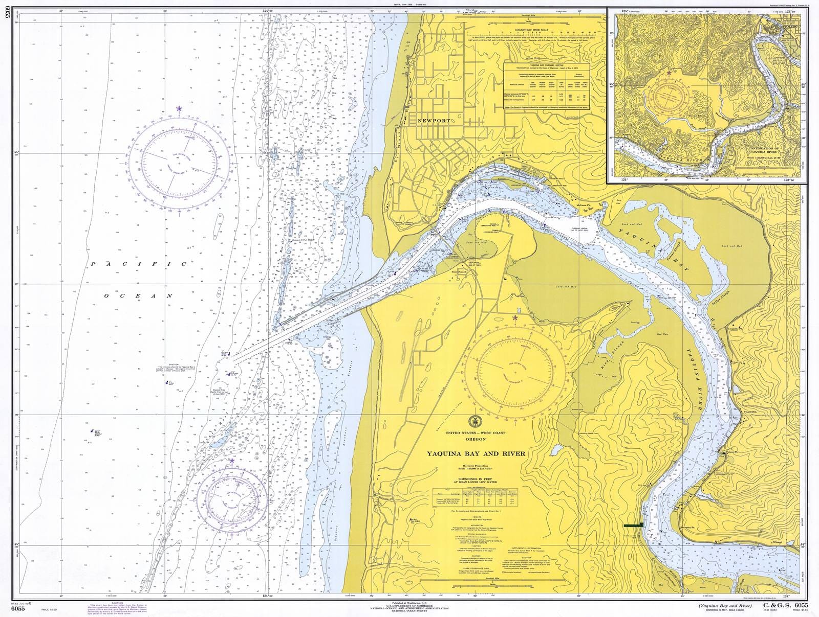 Historic Nautical Map - Yaquina Bay & River, 1971 NOAA Chart - Oregon (OR) - Vintage Wall Art