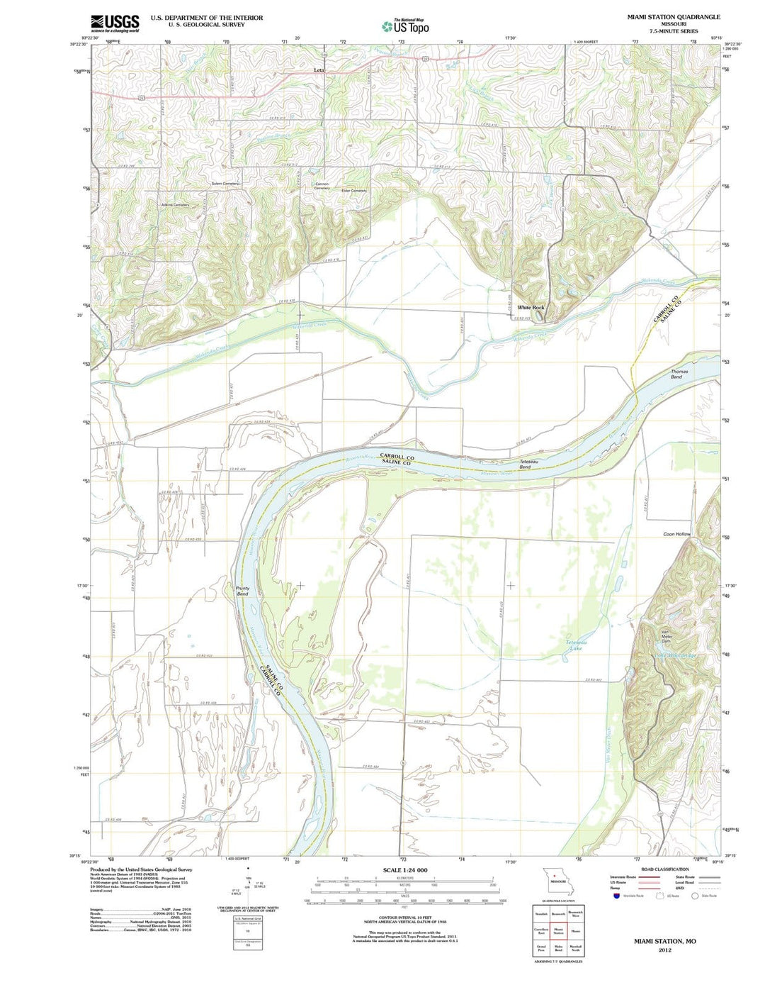 2012 Miami Station, MO - Missouri - USGS Topographic Map