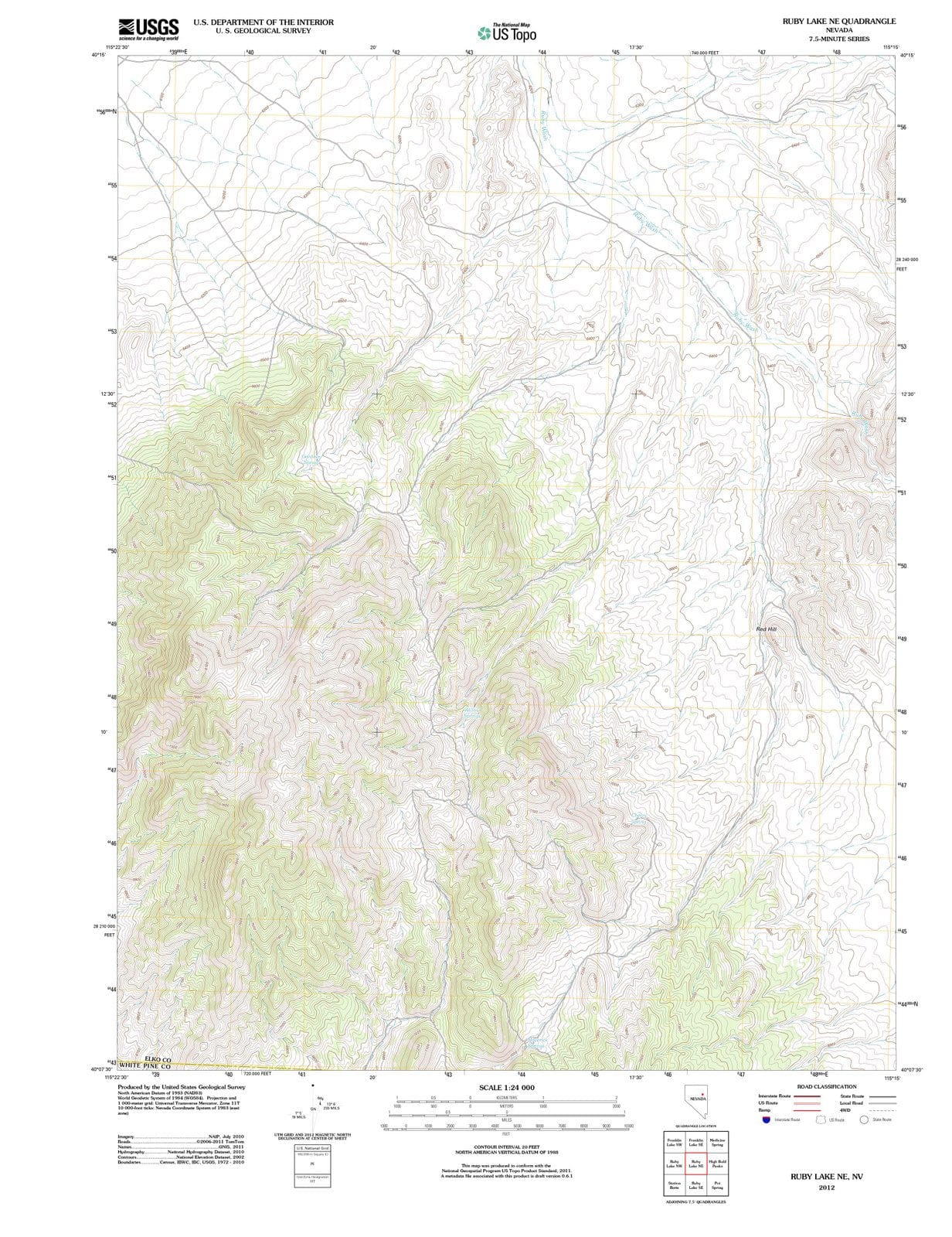 2012 Ruby Lake, NV - Nevada - USGS Topographic Map