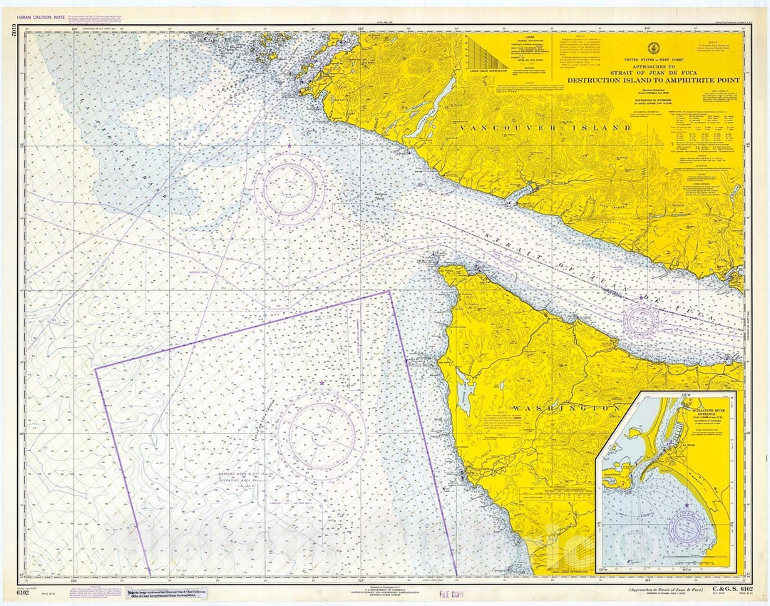 Historic Nautical Map - Approaches To Strait Of Juan De Fuca, 1971 NOAA Chart - Washington (WA) - Vintage Wall Art