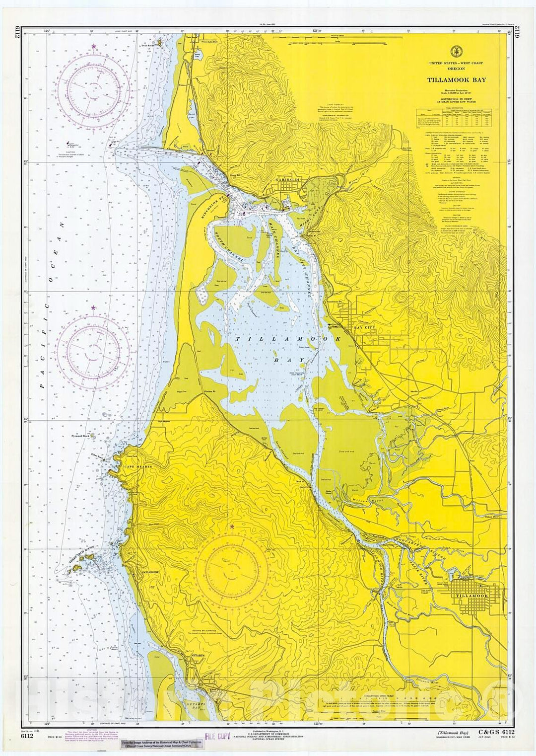 Historic Nautical Map - Tillamook Bay, 1971 NOAA Chart - Oregon (OR) - Vintage Wall Art