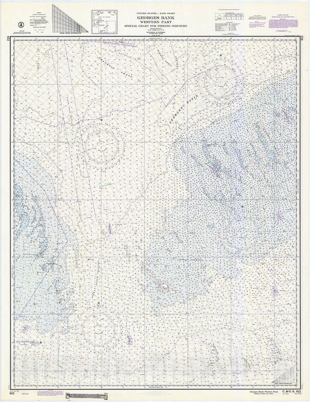 Historic Nautical Map - Georges Bank, Western Part, 1971 NOAA Chart - Vintage Wall Art