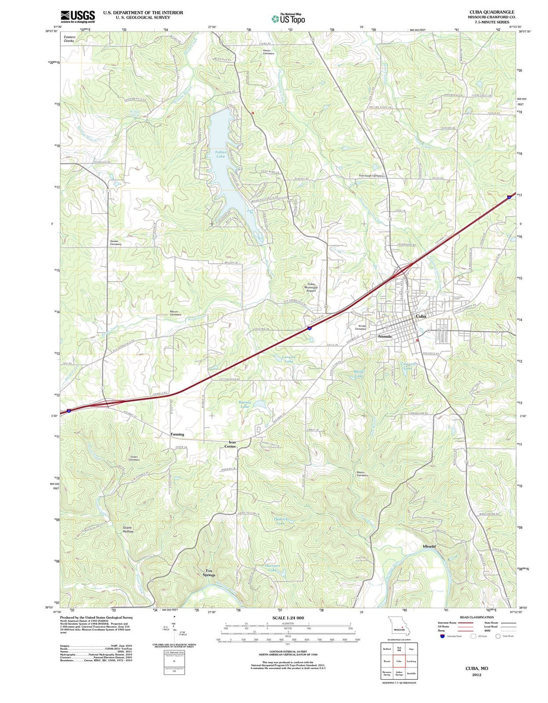 2012 Cuba, MO - Missouri - USGS Topographic Map