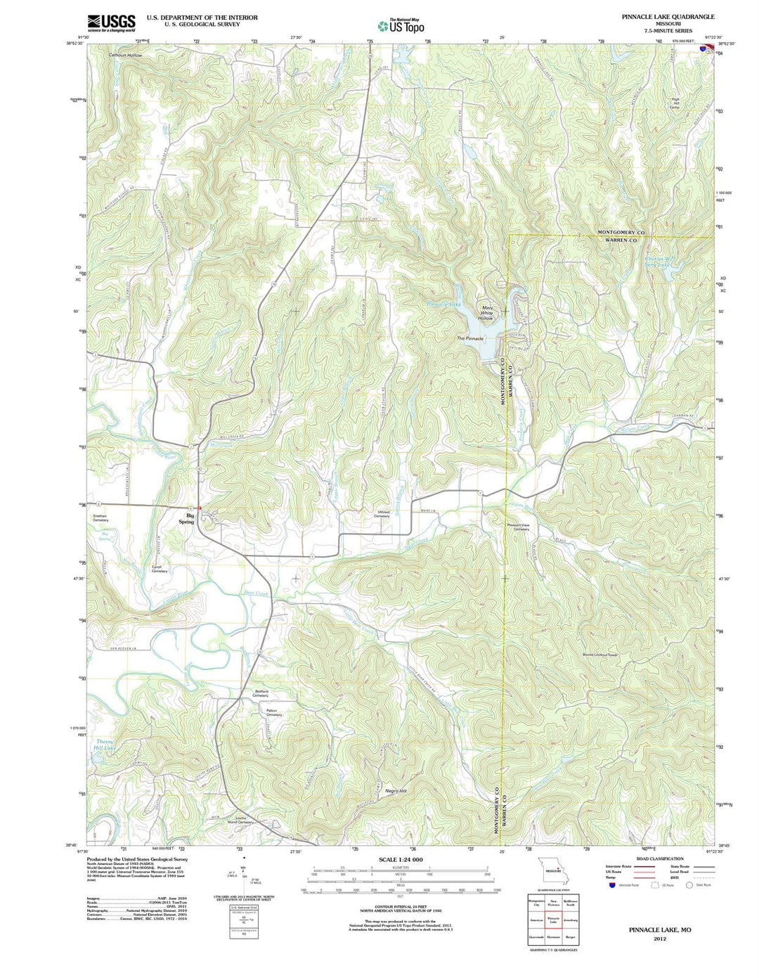 2012 Pinnacle Lake, MO - Missouri - USGS Topographic Map