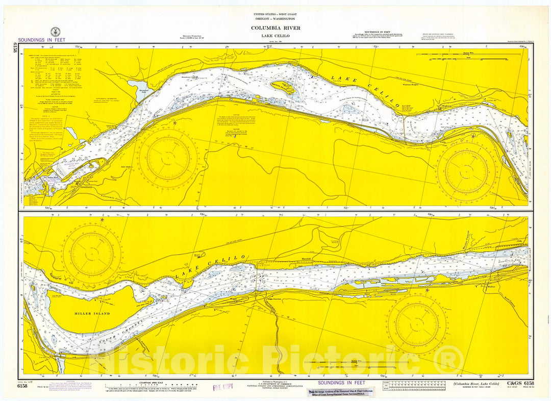 Historic Nautical Map - Columbia River - Lake Celilo, 1972 NOAA Chart - Oregon (OR) - Vintage Wall Art