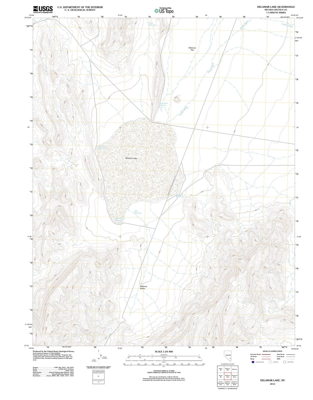 2012 Delamar Lake, NV - Nevada - USGS Topographic Map