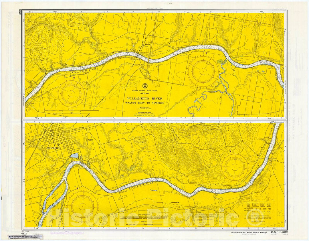 Historic Nautical Map - Willamette River, Walnut Eddy To Newberg, 1971 NOAA Chart - Oregon (OR) - Vintage Wall Art