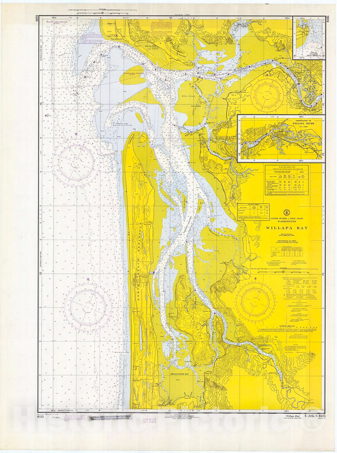 Historic Nautical Map - Willapa Bay, 1970 NOAA Chart - Washington (WA) - Vintage Wall Art