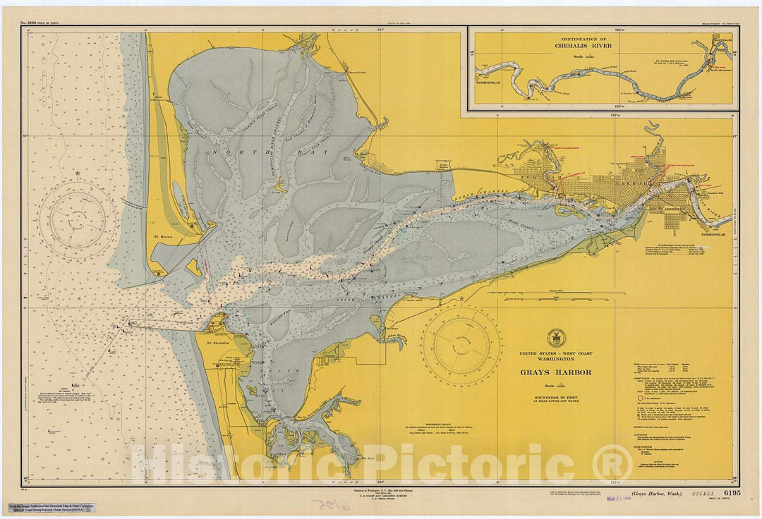 Historic Nautical Map - Grays Harbor, Wa, 1948 NOAA Chart - Washington (WA) - Vintage Wall Art