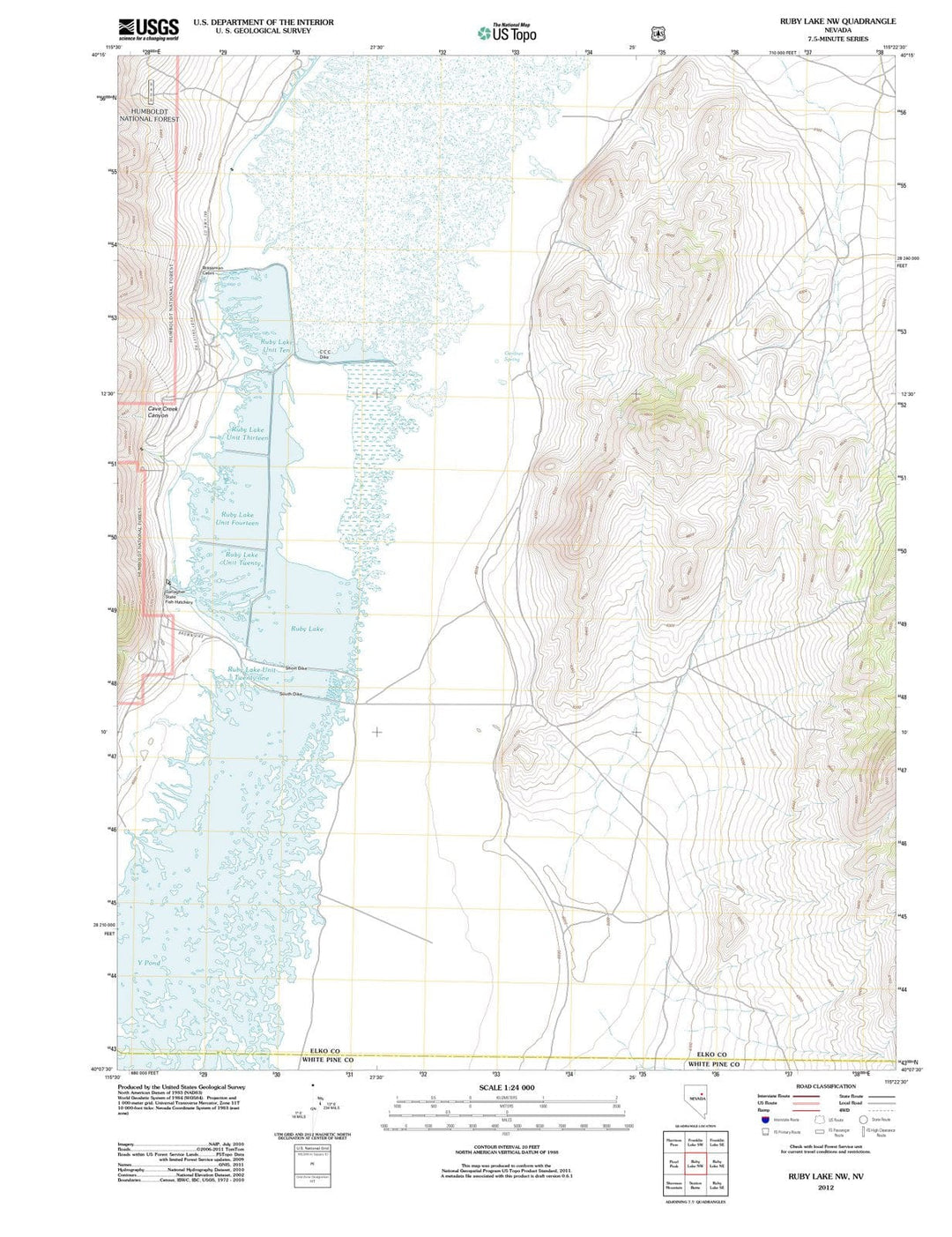 2012 Ruby Lake, NV - Nevada - USGS Topographic Map