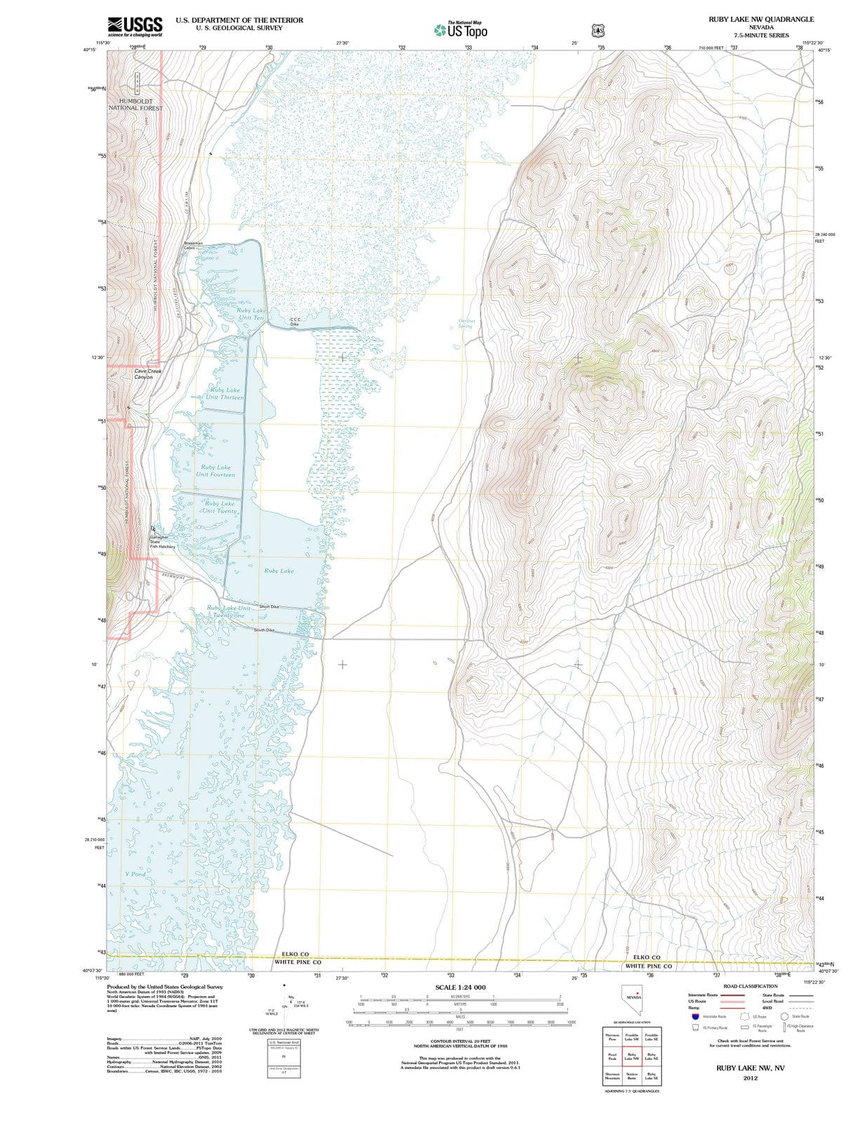 2012 Ruby Lake, NV - Nevada - USGS Topographic Map