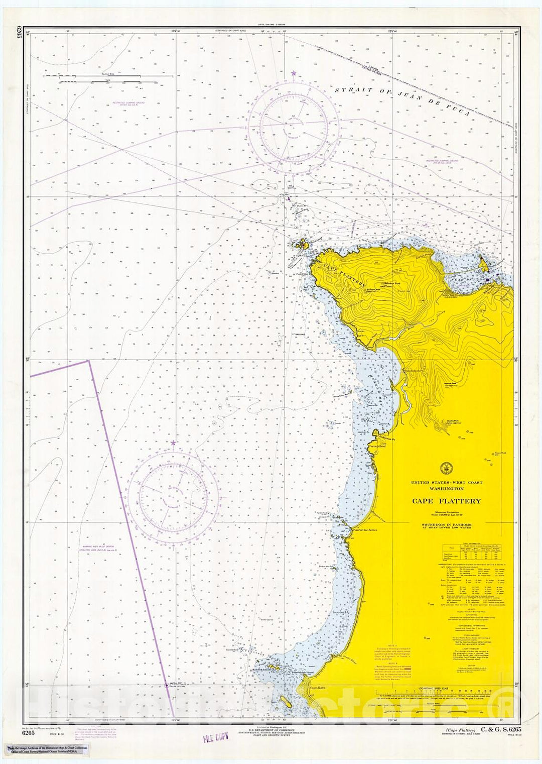 Historic Nautical Map - Cape Flattery, 1970 NOAA Chart - Washington (WA) - Vintage Wall Art