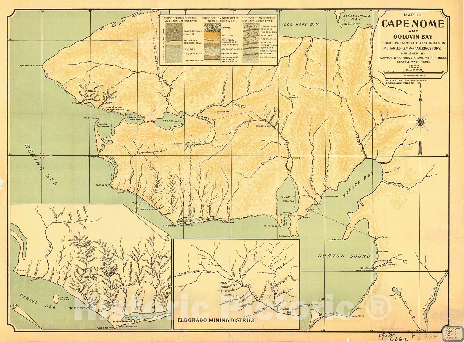 Historic Nautical Map - Map Of Cape Nome And Golovin Bay, 1900 NOAA Geodetic Historic Nautical Map - Alaska (AK) - Vintage Wall Art