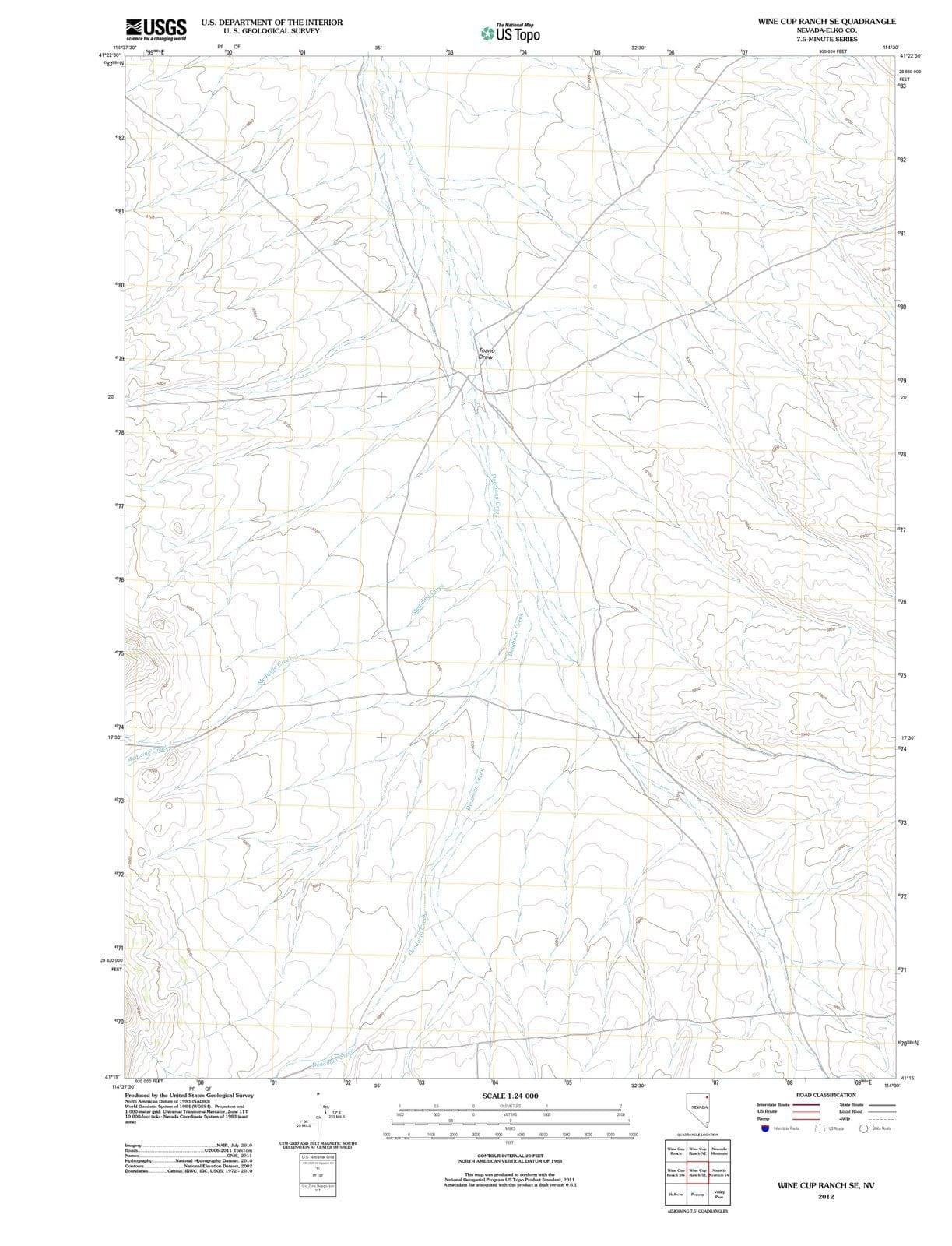 2012 Wine Cup Ranch, NV - Nevada - USGS Topographic Map