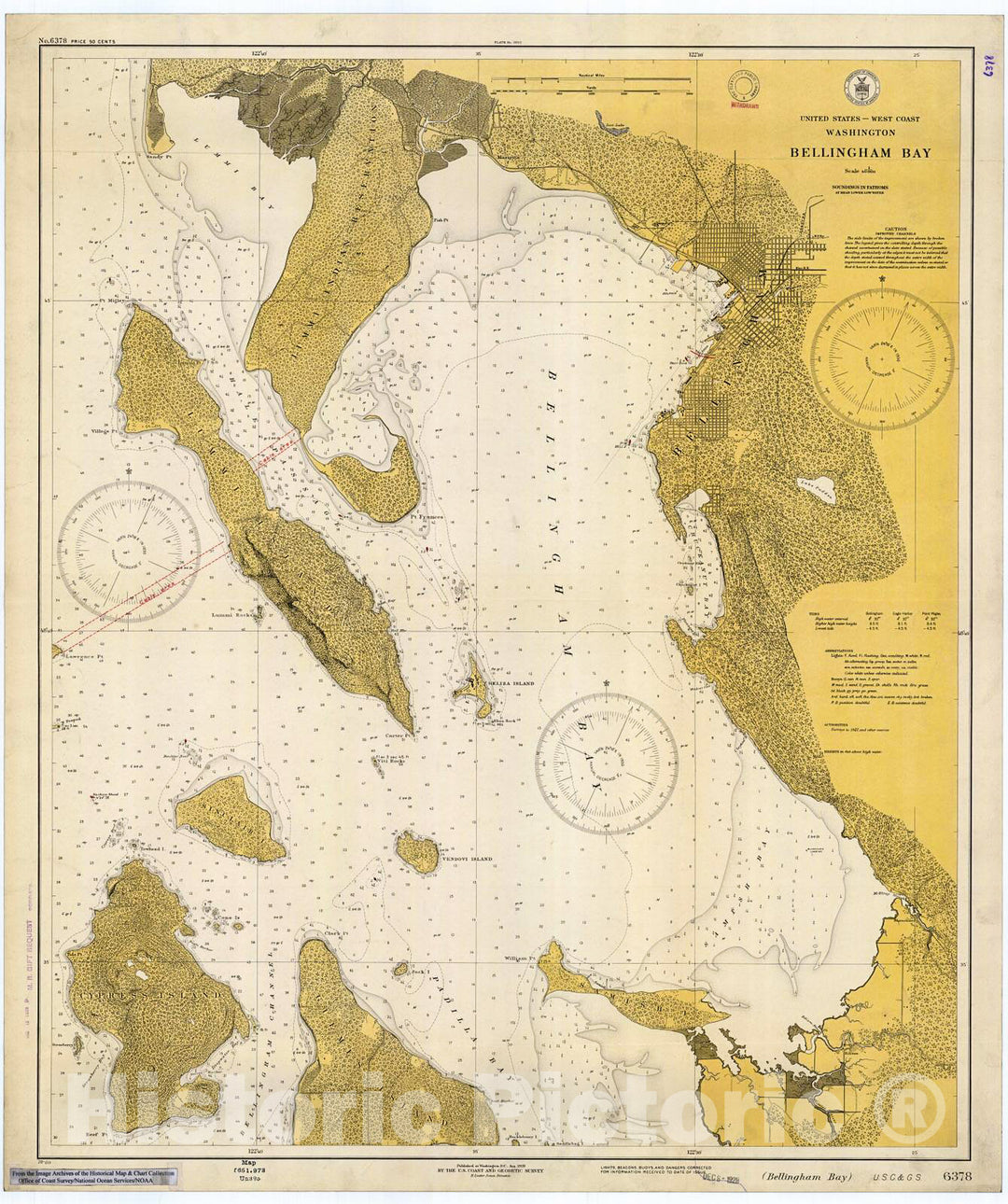 Historic Nautical Map - Bellingham Bay, 1928 NOAA Chart - Washington (WA) - Vintage Wall Art