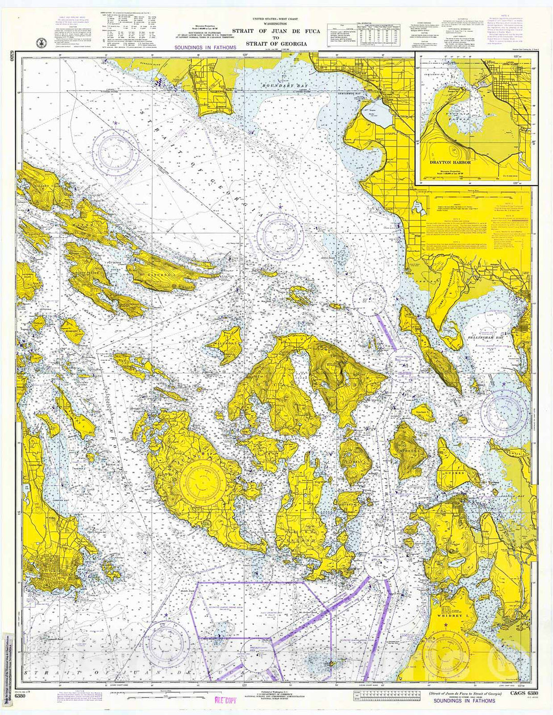 Historic Nautical Map - Strait Of Juan De Fuca To Georgia Strait, 1974 NOAA Chart - Washington (WA) - Vintage Wall Art