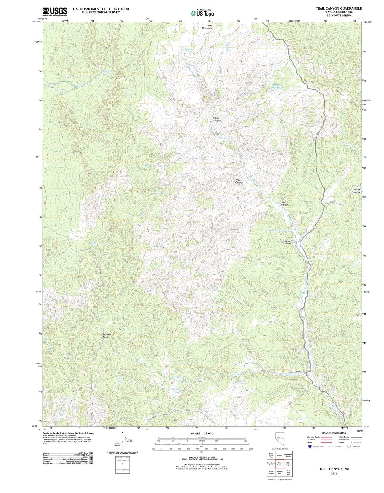 2012 Trail Canyon, NV - Nevada - USGS Topographic Map