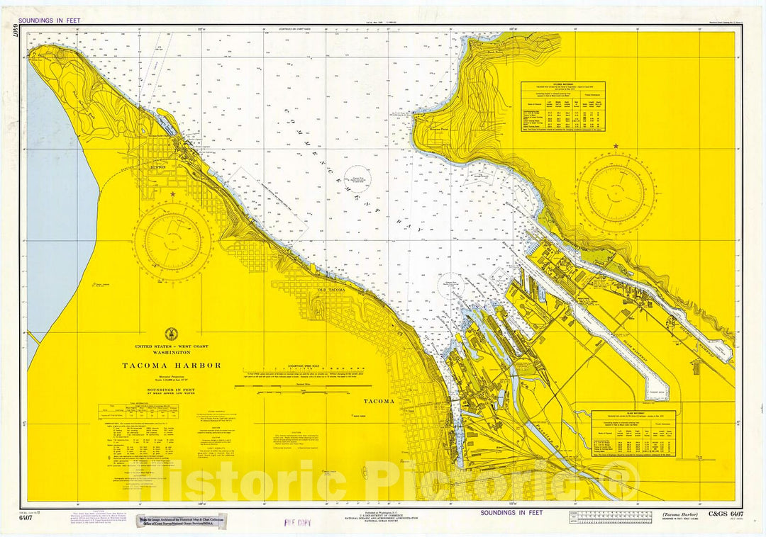 Historic Nautical Map - Tacoma Harbor, 1972 NOAA Chart - Washington (WA) - Vintage Wall Art