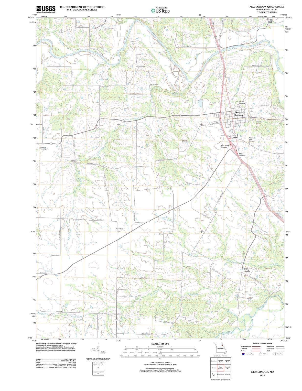 2012 New London, MO - Missouri - USGS Topographic Map