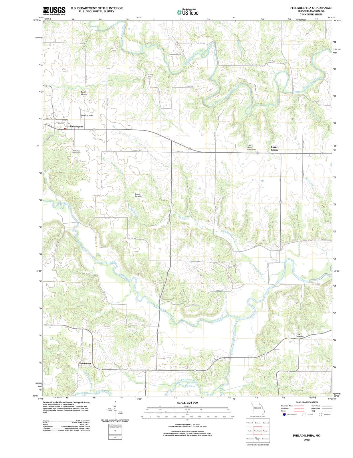 2012 Philadelphia, MO - Missouri - USGS Topographic Map