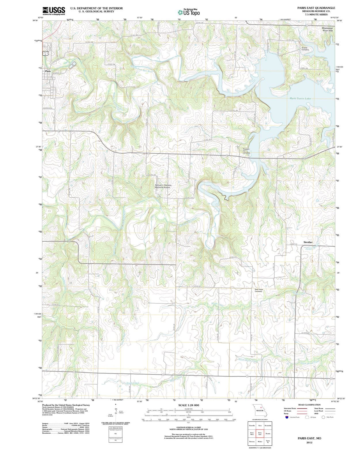 2012 Paris East, MO - Missouri - USGS Topographic Map