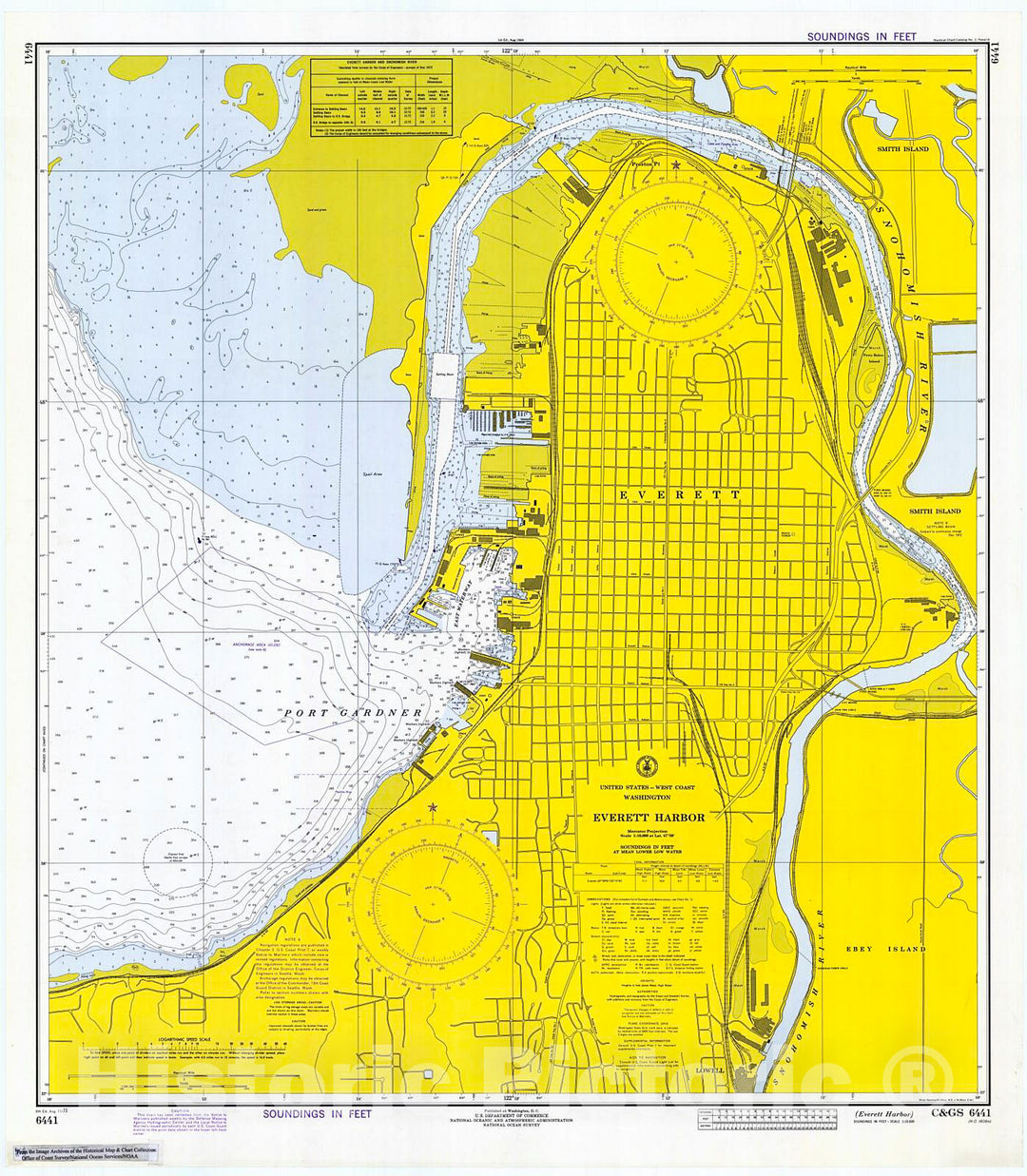 Historic Nautical Map - Everett Harbor, 1973 NOAA Chart - Washington (WA) - Vintage Wall Art