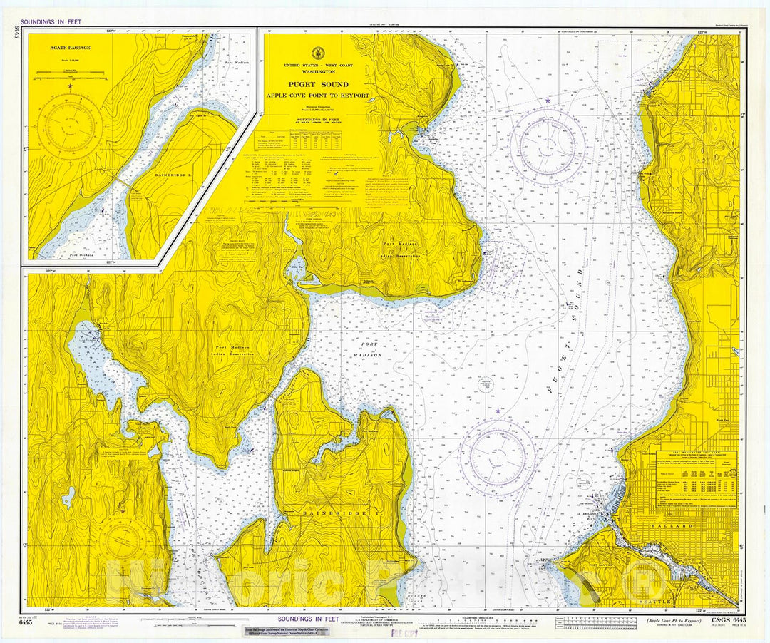 Historic Nautical Map - Apple Cove Point To Keyport, 1972 NOAA Chart - Washington (WA) - Vintage Wall Art