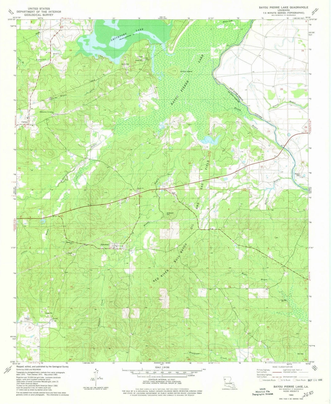 1980 Bayou Pierre Lake, LA - Louisiana - USGS Topographic Map