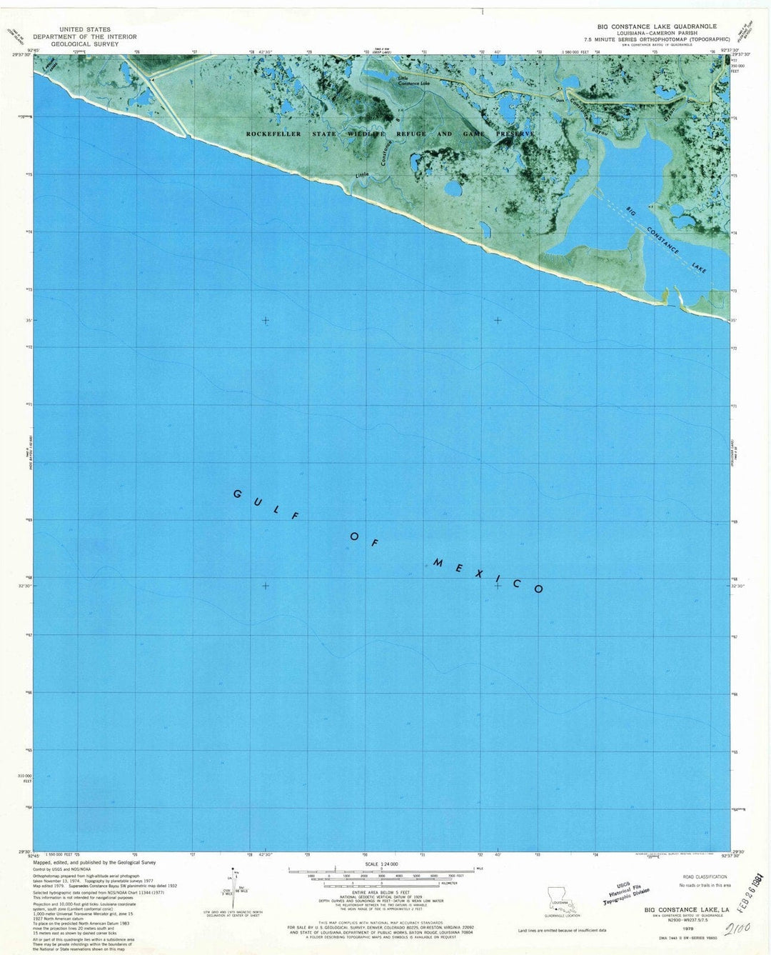 1979 Big Constance Lake, LA - Louisiana - USGS Topographic Map