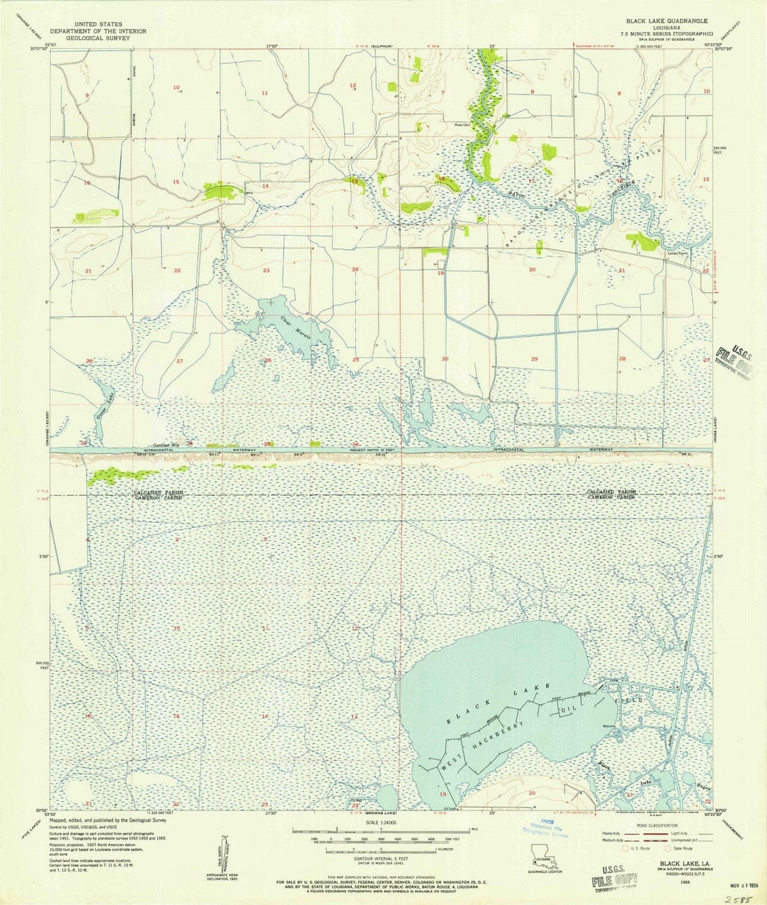 1955 Black Lake, LA - Louisiana - USGS Topographic Map