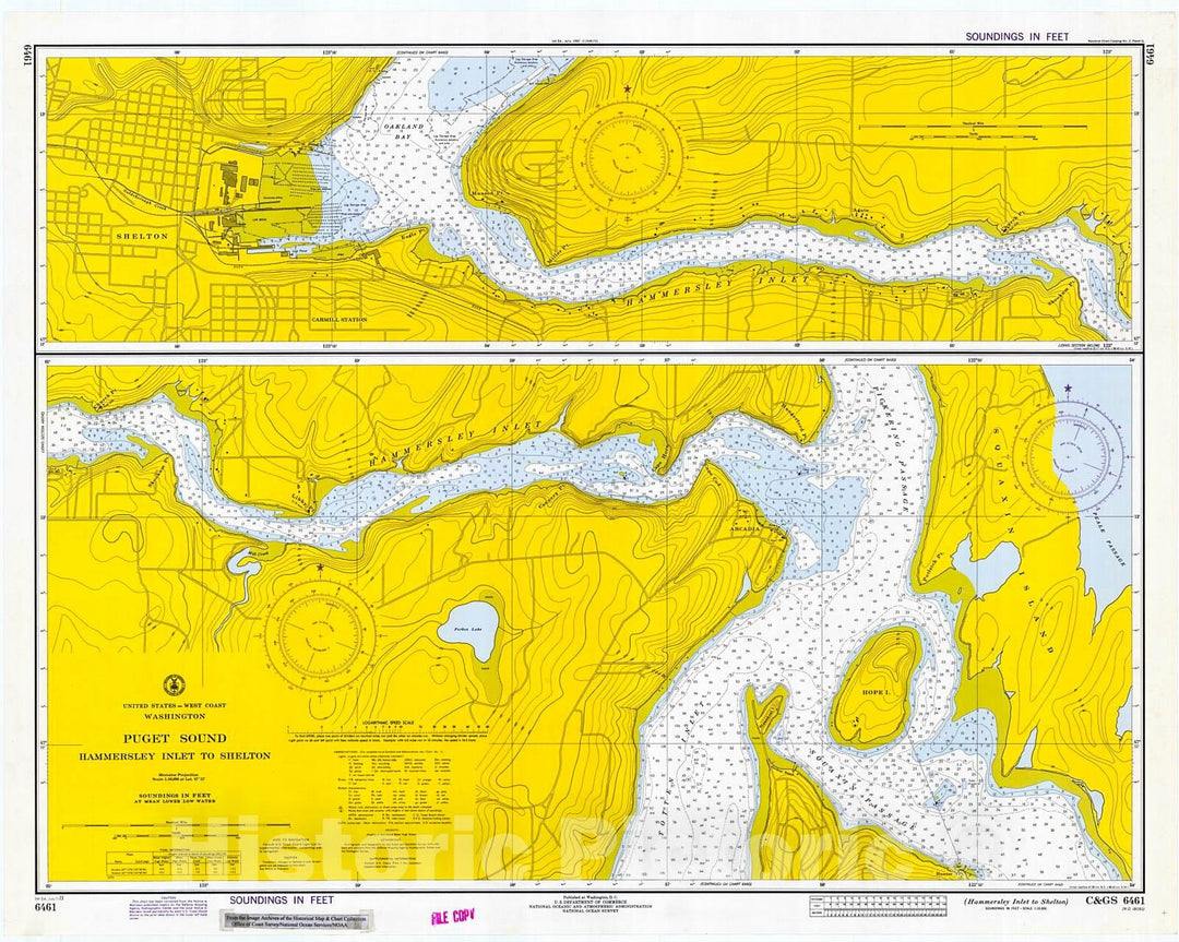 Historic Nautical Map - Hammersley Inlet To Shelton, 1973 NOAA Chart - Washington (WA) - Vintage Wall Art